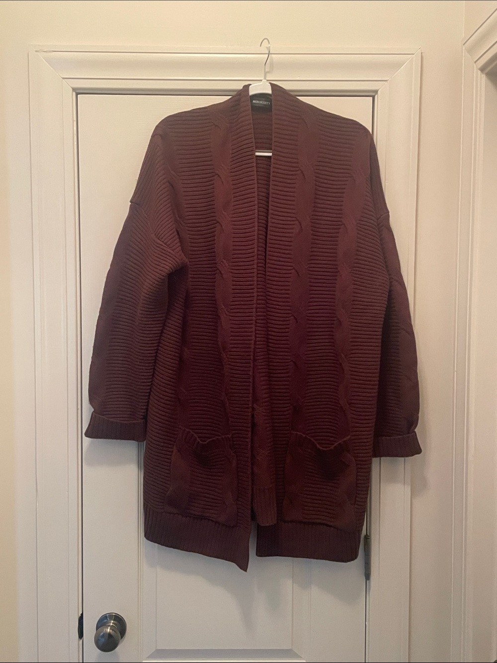 Chunky Open-Front Cardigan in Deep Brown